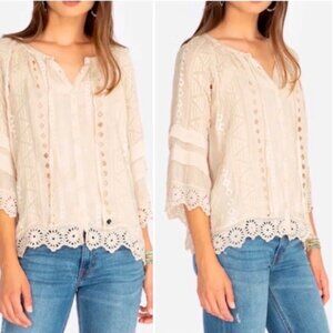 Johnny Was Ari Top in Ivory Size Medium